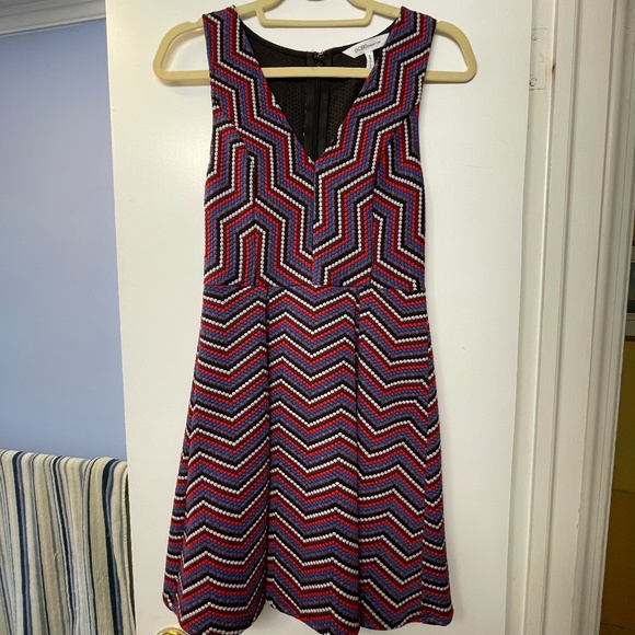 BCBGENERATION Chevron Jacquard Fit-and-Flare Dress, Size 2 - Picture 6 of 11